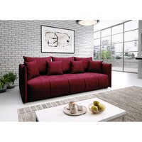 Sofa asvil 3-Sitzer Schlafsofa Couch mit Schlaffunktion Bettkasten MH59 Rot - Furnix von FURNIX