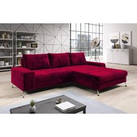 Sofa boevio Eckcouch L-Form Couch Schlafsofa mit Schlaffunktion kr 02 Rot - Furnix von FURNIX