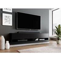 Furnix - TV-Lowboard Kommode Alyx 180cm TV-Schrank mit LED-Beleuchtung Mattschwarz von FURNIX