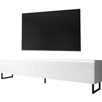 Tv Kommode barcello 180 mit LED-Beleuchtung & Metallfüße Weiß-Weiß glänzend - Furnix von FURNIX