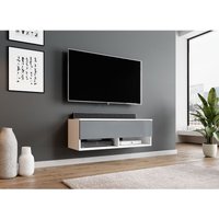 Furnix - tv Lowboard ALYX100 cm- ohne led Weiß matt-Glänzend Grau Expressversand - Weiß von FURNIX