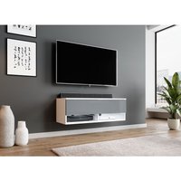 Furnix - tv Lowboard alyx Fernsehschrank Schrank 100 cm mit led Design Weiß-Grau von FURNIX