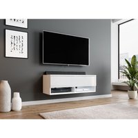 Furnix - tv Lowboard alyx Fernsehschrank Schrank 100 cm mit led Weiß - Glanz Weiß von FURNIX