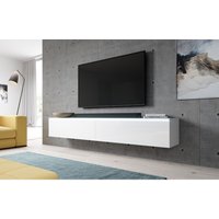 Furnix - tv Lowboard bermo Schrank Fernsehschrank 180 cm mit led Weiß -Weiß Glanz von FURNIX