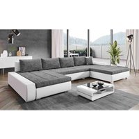 Xxl Sofa elisabetta Couch Schlafsofa mit Schlaffunktion ma 120+BE01 Weiß-Grau melliert - Furnix von FURNIX