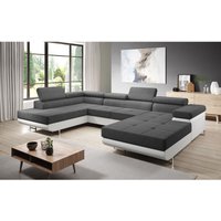 Furnix - Zante Couch Sofa Schlafsofa U-Form U-Sofa Schlaffunktion MA120-OR96 Grau Leder Weiß von FURNIX