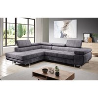 Zante Eckcouch L-Form Sofa Schlafsofa Couch Schlaffunktion KR22 Grau - Furnix von FURNIX