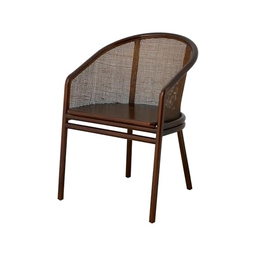 FURNLUX MOSSO Esszimmerstuhl, Teak mit Rattan-Rückenlehne, Braun, 54T x 58B x 77H cm, 6 kg von FURNLUX