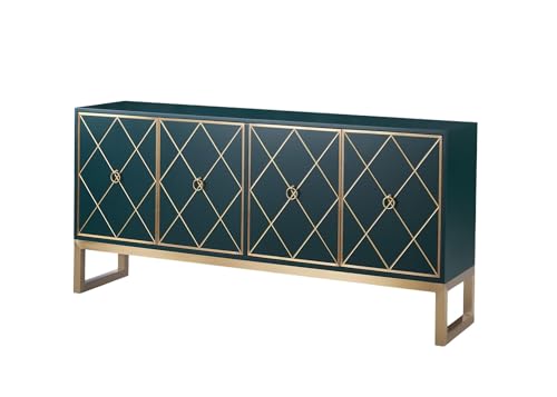 FURNLUX Sideboard STILIG, Grün, Melamin/MDF/Spanplatte/Stahl, 180 x 40 x 86 cm, 2 Schwingtüren, Glamour-Stil, Wohnzimmermöbel von FURNLUX