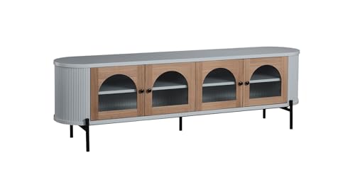 FURNLUX TV-Möbel STILIG, Hellgrau, Engineered Wood mit Melamin und MDF, 200 x 40 x 60 cm, 2 Schwingtüren, Glamour-Stil FURNLUX TV-Möbel STILIG, Hellgrau, Engineered Wood mit Melamin und MDF, 200 x 40 x 60 cm, 2 Schwingtüren, Glamour-Stil von FURNLUX