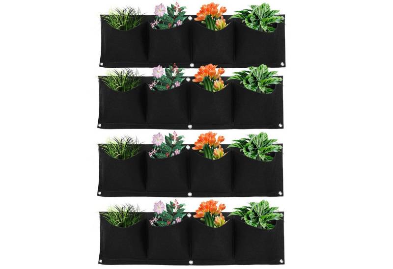 FUROKOY Blumenständer 4 Stück 4 Häfen Hänge-Pflanzsack,Wand-Pflanzsäcke (Biologisch abbaubare, umweltfreundliche), Filz-Pflanzsäcke zum Aufhängen für Keimlinge und Pflanzen von FUROKOY