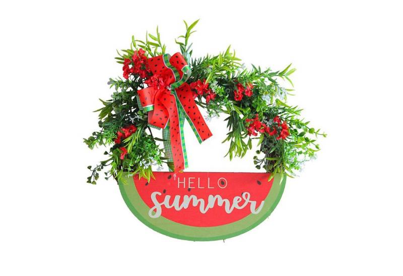 FUROKOY Dekokranz Wassermelone Kranz Simulation Blume Holz Rattan Kreis, Fenster Tür Zeichen hängen Dekorationen von FUROKOY