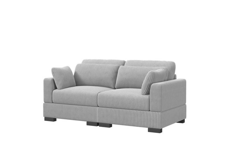 FUROKOY Ecksofa aus Cord, 2-Sitzer Loungesofa, Polstergarnitur elegant Wohnlandschaft, 2 Teile, Polstersessel Sofamit federkern & Kissen, Beige von FUROKOY