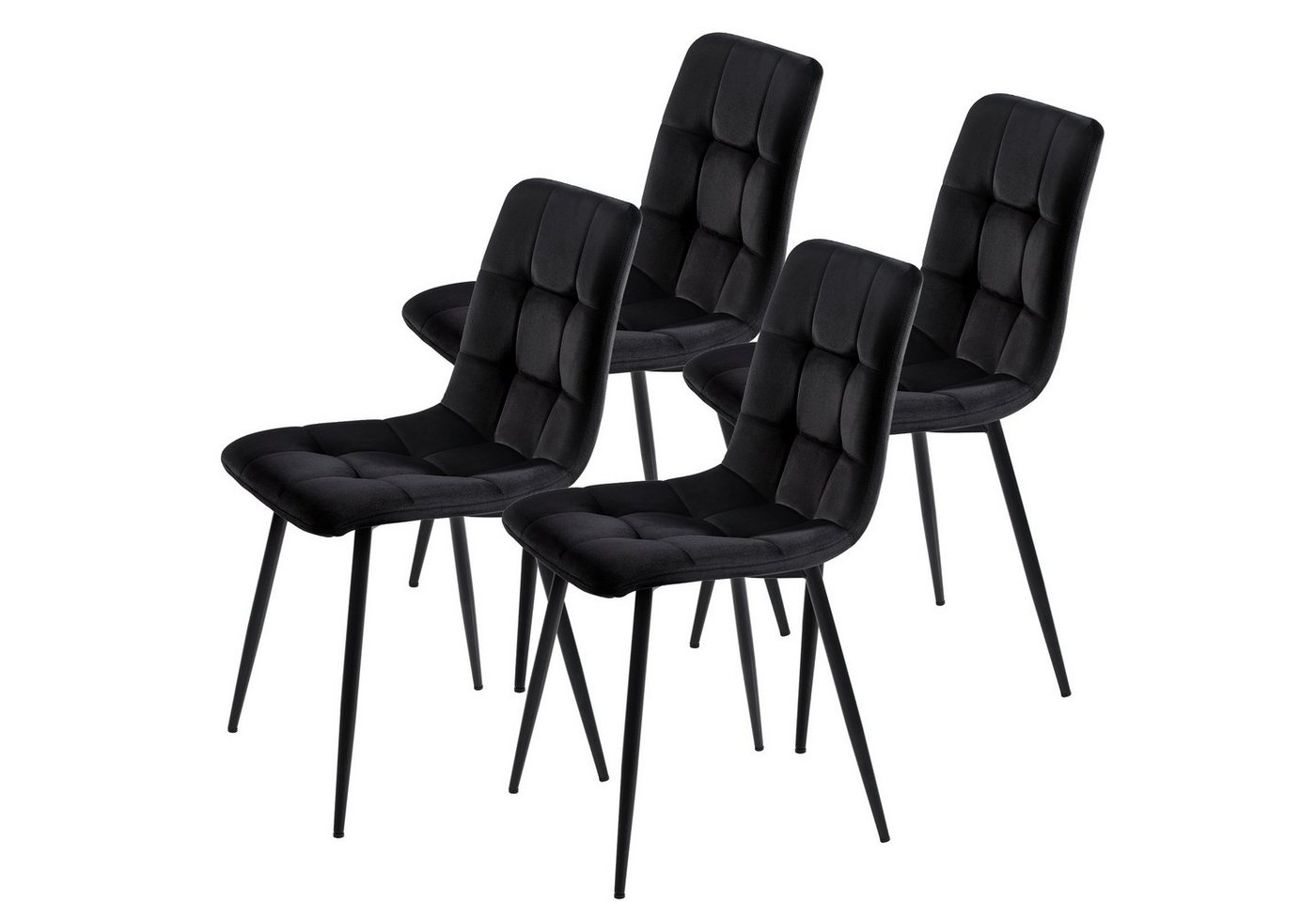 FUROKOY Esszimmerstuhl 4er Set Esszimmerstuhl Küchenstuhl Polsterstuhl, Design Stuhl mit Rückenlehne,mit Sitzfläche Samt,Gestell aus Metall von FUROKOY