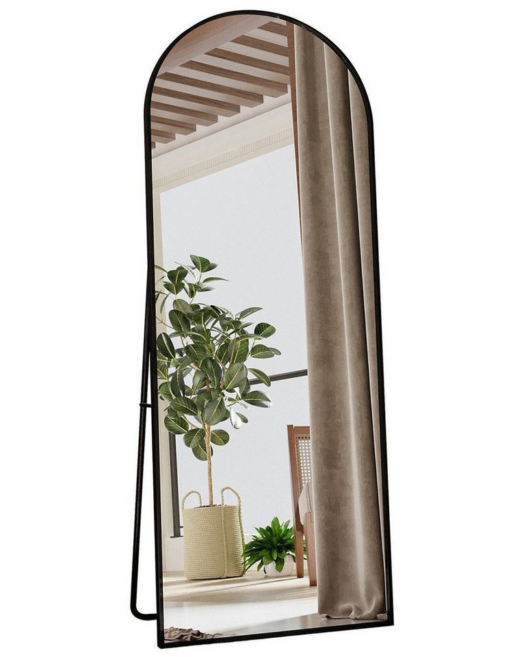 FUROKOY Ganzkörperspiegel Standspiegel Wandspiegel Groß Wand Ganzkörper (Großer Spiegel Bogen Bodenspiegel mit Rahmen, 165x60cm, Schwarz), Aluminiumrahmen, für Schlafzimmer, Wohnzimmer, Badezimmer von FUROKOY