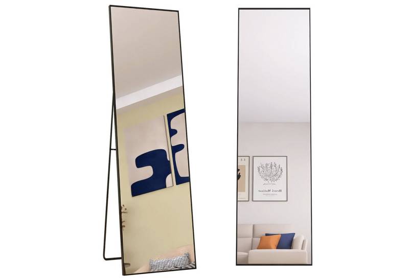 FUROKOY Ganzkörperspiegel Standspiegel mit Ständer, Metallrahmen (Garderobenspiegel, 1-St), Rechteckiger Wandspiegel,150x40cm für Wohnzimmer, Schlafzimmer,Schwarz von FUROKOY