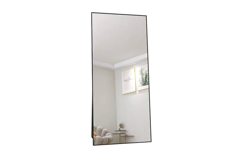 FUROKOY Ganzkörperspiegel mit Ständer,Gewölbte und rechteckige Spiegel,Schwarz und Gold (180x80cm,162x53cm, Standspiegel), Ganzkörperspiegel mit Rahmen von FUROKOY