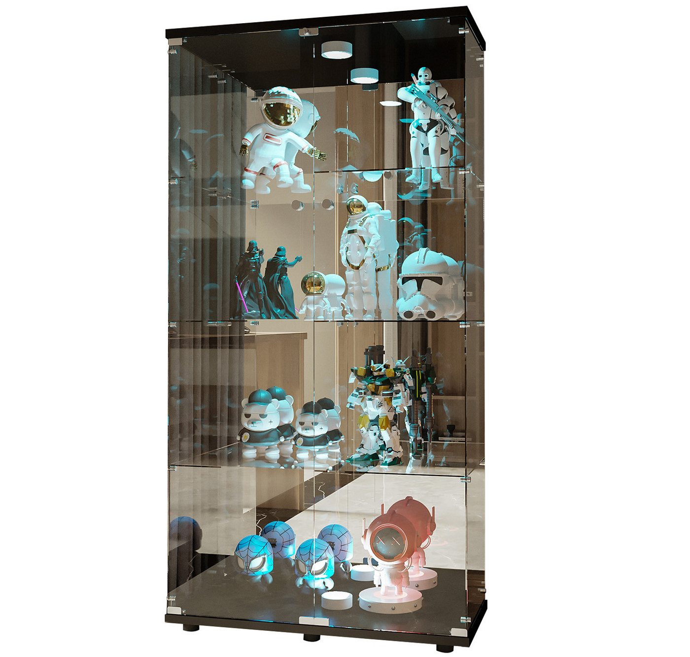 FUROKOY Glasvitrine Vitrinenschrank mit Glastüren Beleuchtung Sammlervitrine Mehrschichtig 80.49x36.49x163.9 cm,Transparenter,mit 2 Glastür,für Sammlerstücke FUROKOY Glasvitrine Vitrinenschrank mit Glastüren Beleuchtung Sammlervitrine Mehrschichtig 80.49x36.49x163.9 cm,Transparenter,mit 2 Glastür,für Sammlerstücke von FUROKOY