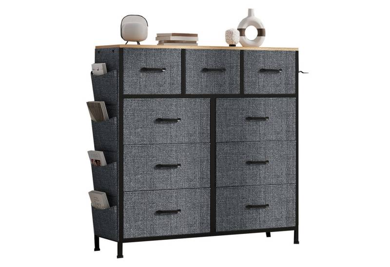 FUROKOY Kommode Stauraumschrank,Schrank Schlafzimmer,Metallrahmen,Retro Stil, Grau Vliesstoff,9 Schubladen FUROKOY Kommode Stauraumschrank,Schrank Schlafzimmer,Metallrahmen,Retro Stil, Grau Vliesstoff,9 Schubladen von FUROKOY