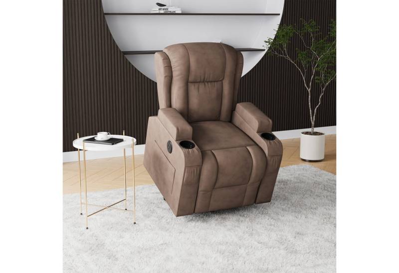 FUROKOY Massagesessel Relaxsessel Fernsehsessel Elektrisch Verstellbar mit Wärmefunktion, mit Relaxfunktion, Liegefunktion bis 160°, Aufstehhilfe, USB,Braun von FUROKOY