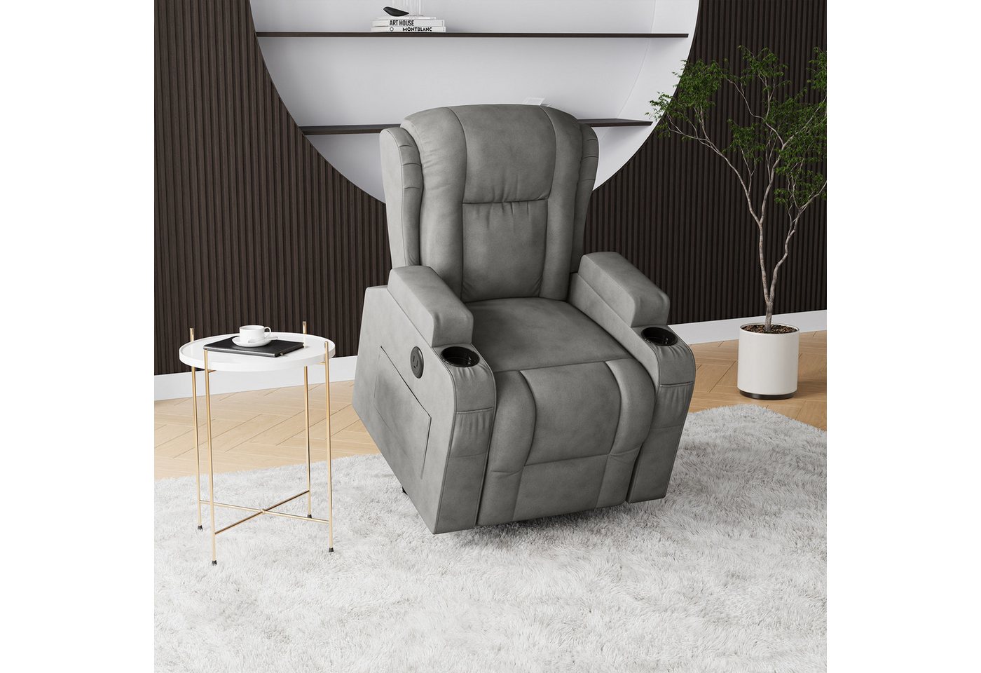 FUROKOY Massagesessel Relaxsessel Fernsehsessel Elektrisch Verstellbar mit Wärmefunktion, mit Relaxfunktion, Liegefunktion bis 160°, Aufstehhilfe, USB,Grau FUROKOY Massagesessel Relaxsessel Fernsehsessel Elektrisch Verstellbar mit Wärmefunktion, mit Relaxfunktion, Liegefunktion bis 160°, Aufstehhilfe, USB,Grau von FUROKOY