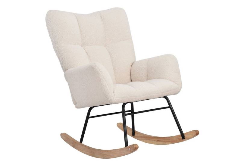 FUROKOY Schaukelstuhl Relaxsessel Polsterstuhl (mit Armlehne, 1 St), Teddysamt Stillsessel für Schlafzimmer, Wohnzimmer, Beige von FUROKOY