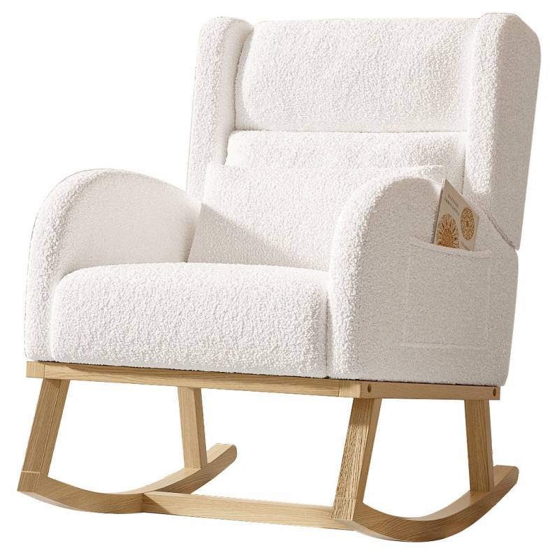 FUROKOY Schaukelstuhl Relaxsessel Schaukelsessel Es gibt Taschen auf beiden Seiten (Loungesessel Mit Rutschfest Holzkufen, 1 St), 89x65x92 cm,Gepolstert,Samtstoff,mit Ehoher Rückenlehne&Armlehnen von FUROKOY