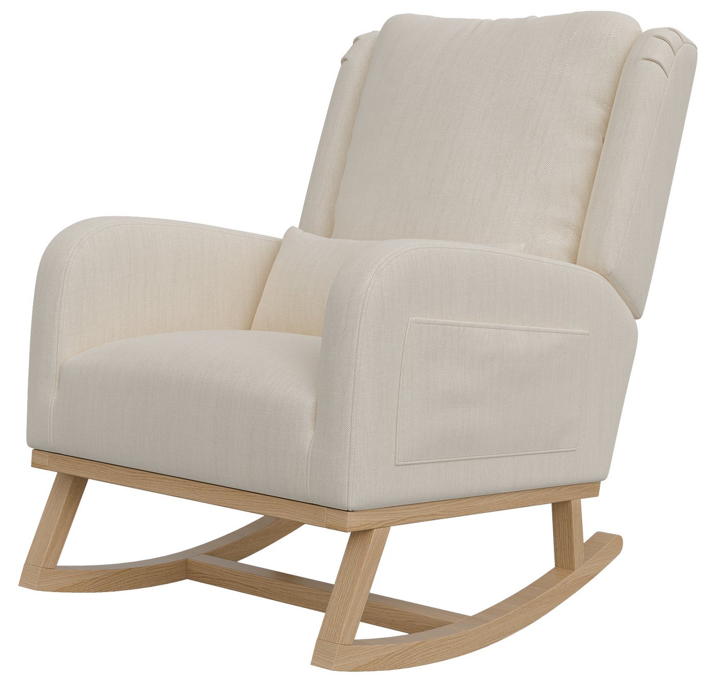 FUROKOY Schaukelstuhl Relaxsessel Schaukelsessel Holzgerüst Gibt Taschen auf beiden Seiten, 93x68x96 cm,200kg Tragfähigkeit,Aufbewahrungstasche,Verdicktes Kissen von FUROKOY