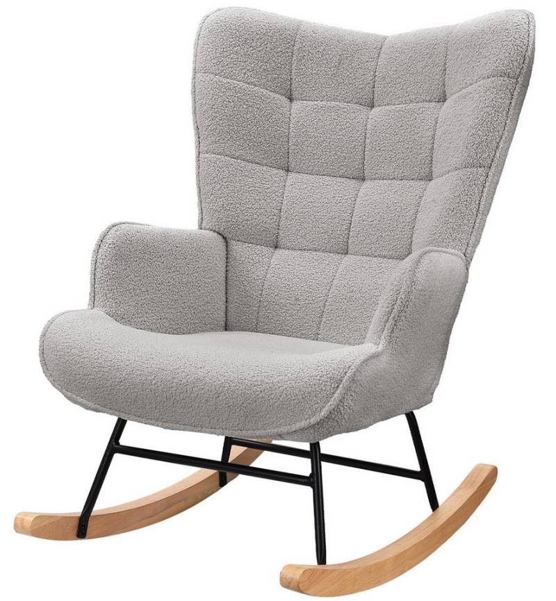 FUROKOY Schaukelstuhl Relaxsessel Schaukelsessel mit hoher Rückenlehne Wohnzimmersessel (1 St), 68x75x53.5 cm,Gepolstert,Holzgerüst Gibt,Teddystoff,Relaxfunktion von FUROKOY