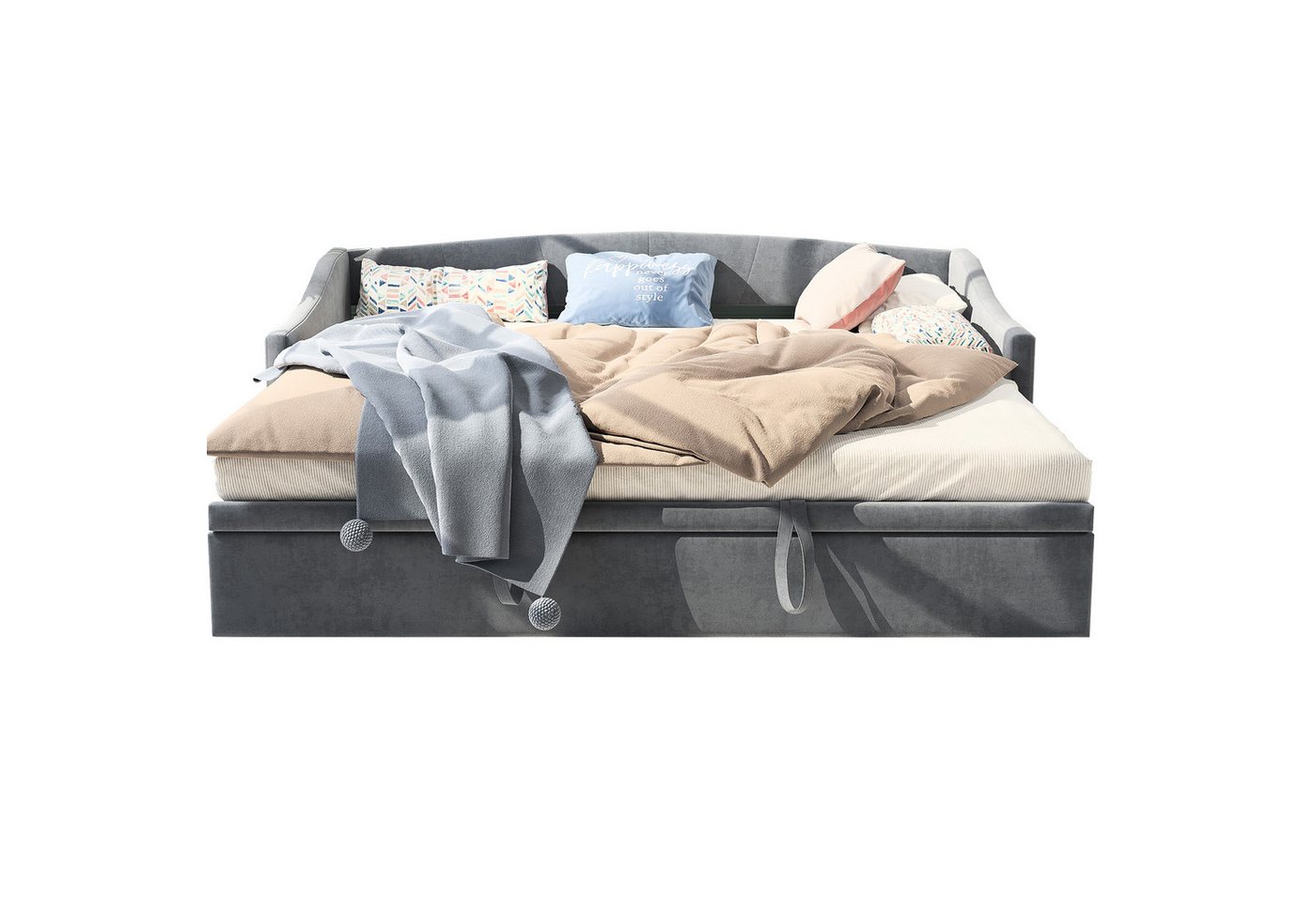 FUROKOY Schlafsofa Daybett Tagesbett Ausziehbett Polsterbett mit Lattenrost, Set 1 Teile, 90x200/180x200cm,grau,Ausziehbares Bettsofa FUROKOY Schlafsofa Daybett Tagesbett Ausziehbett Polsterbett mit Lattenrost, Set 1 Teile, 90x200/180x200cm,grau,Ausziehbares Bettsofa von FUROKOY