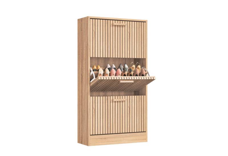 FUROKOY Schuhschrank Schuhregal mit 3 Klappen (Schuhablage Schuhkipper mit 6 Fächern, für 24 Paar Schuhe) für Eingangsbereich, Flur, 60 x 24 x 113 cm von FUROKOY
