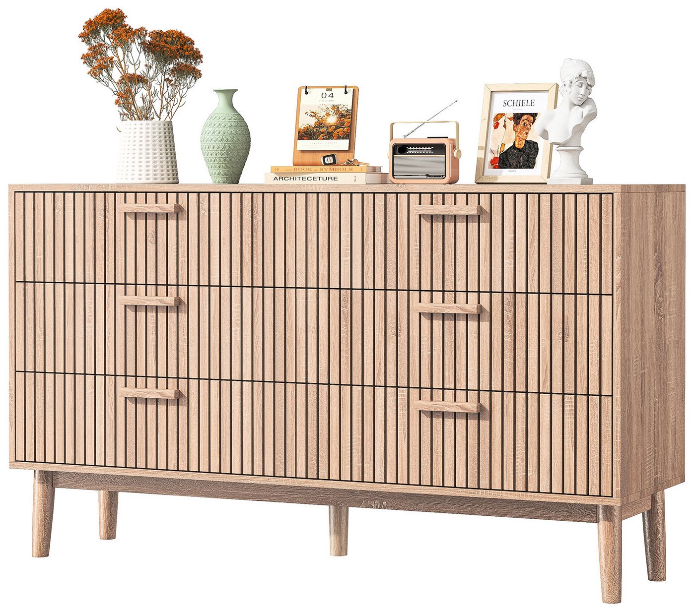FUROKOY Sideboard Kommode Holz Mit rutschfesten Tischbeinen und Kippschutzvorrichtung, 100x34x73 cm,Mit 6 Schubladen,Mit geräuscharmem Dämpfungsschlitten FUROKOY Sideboard Kommode Holz Mit rutschfesten Tischbeinen und Kippschutzvorrichtung, 100x34x73 cm,Mit 6 Schubladen,Mit geräuscharmem Dämpfungsschlitten von FUROKOY