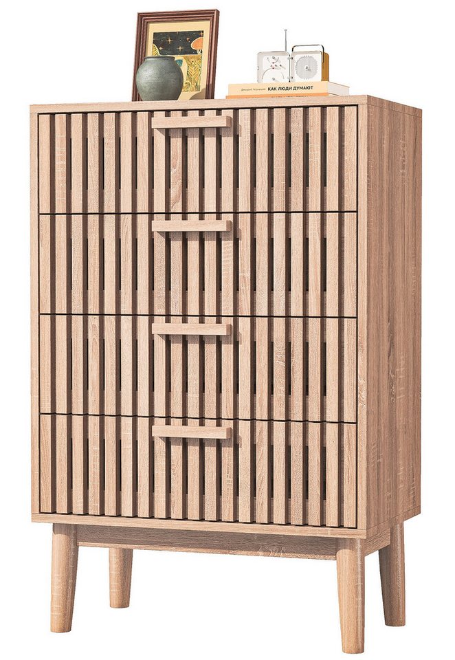 FUROKOY Sideboard Kommode Holz Mit rutschfesten Tischbeinen und Kippschutzvorrichtung, 91x34x60 cm,Mit 4 Schubladen,Mit geräuscharmem Dämpfungsschlitten FUROKOY Sideboard Kommode Holz Mit rutschfesten Tischbeinen und Kippschutzvorrichtung, 91x34x60 cm,Mit 4 Schubladen,Mit geräuscharmem Dämpfungsschlitten von FUROKOY
