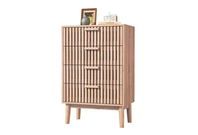 FUROKOY Sideboard Kommode Küchenschrank, Holzbeine (Buffetschrank Hoher Seitenschrank mit 4 Stauraum Schubladen), für Schlafzimmer, Wohnzimmer, Flur, 60 x 34 x 91 cm von FUROKOY