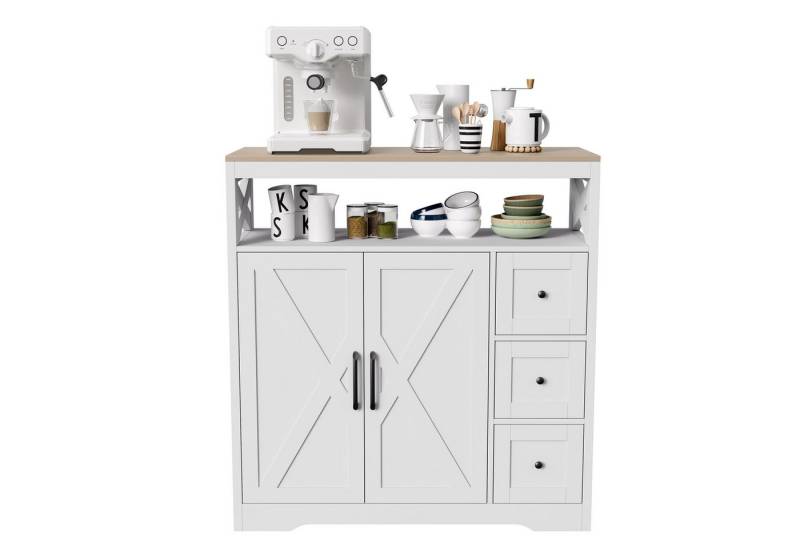 FUROKOY Sideboard Küchenschrank Aufbewahrungsschrank mit Schubladen, Küchenschrank Buffetschrank 3 Schubladen 2 Türen 100x40x105cm Weiß FUROKOY Sideboard Küchenschrank Aufbewahrungsschrank mit Schubladen, Küchenschrank Buffetschrank 3 Schubladen 2 Türen 100x40x105cm Weiß von FUROKOY