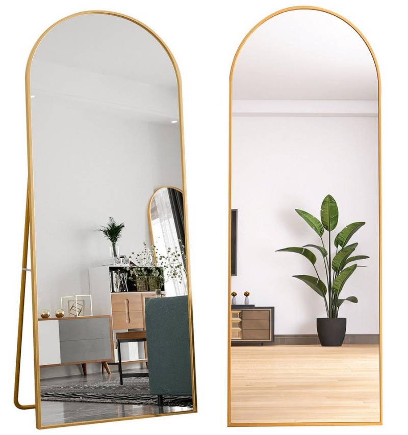 FUROKOY Spiegel Ganzkörperspiegel mit stützenden Racks Explosionsgeschütztes Glas (1-St), 180x80 cm,Standspiegel,HD großer Wandspiegel,Goldene Grenze von FUROKOY