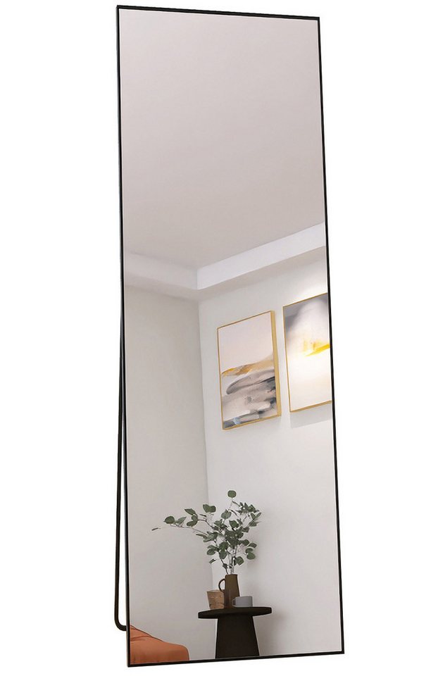 FUROKOY Spiegel Ganzkörperspiegel mit stützenden Racks Wandspiegel mit Metallrahmen (1-St), 162x53 cm,Standspiegel,Schwarze Grenze,HD großer Wandspiegel von FUROKOY