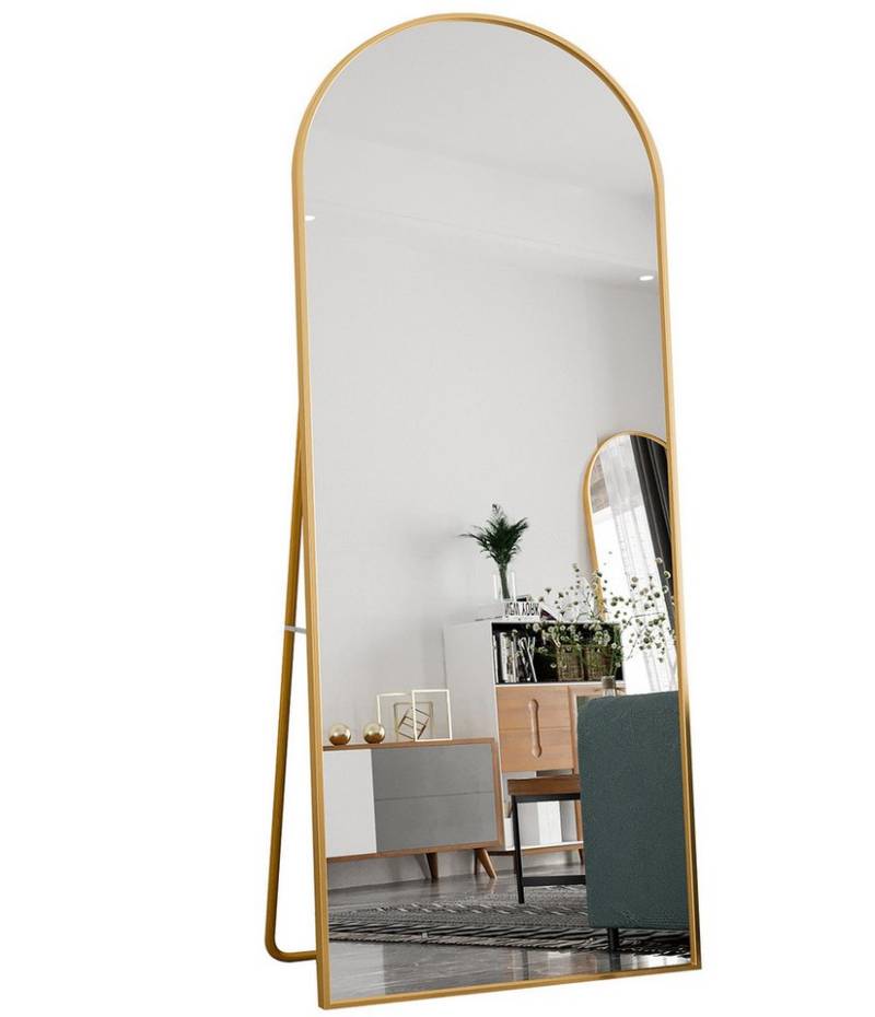 FUROKOY Standspiegel Ganzkörperspiegel Bogen Groß Spiegel mit Alu-Rahmen (Set, 1-St., 180 x 80 cm Wandspiegel Gewölbter Ankleidespiegel), Bodenspiegel für Schlafzimmer, Wohnzimmer, Badezimmer von FUROKOY
