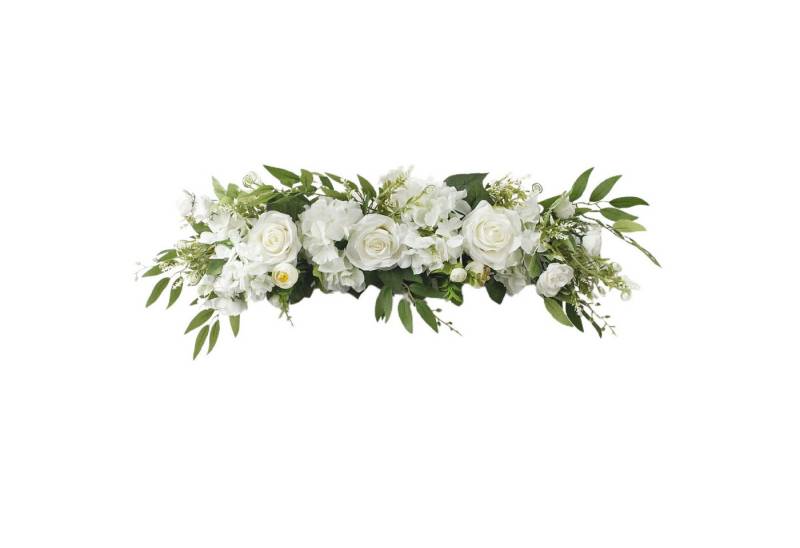 Kunstkranz Künstliche Rosenblüten-Girlande, 65cm/25.6inch Hochzeitsbogenkranz, FUROKOY, für Zuhause, Hochzeit, Wand, Tür und Spiegeldekoration, Weiß von FUROKOY