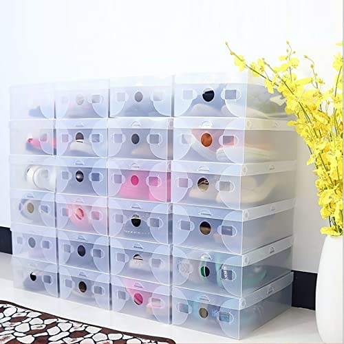 FUROMG 20 Stück Schuhboxen Faltbare Organizer Transparent Schuhablage Box Aufbewahrungsbox Kunststoffbox Plastikbox Aufbewahrungsbox Mit Deckel Set von FUROMG