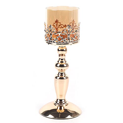 Kerzenhalter Kerzenständer Glaszylinder Windlicht Stumpen Kerzenhalter Tischdeko Glaszylinder Windlicht Stumpenkerzenhalter (32 cm) von FUROMG
