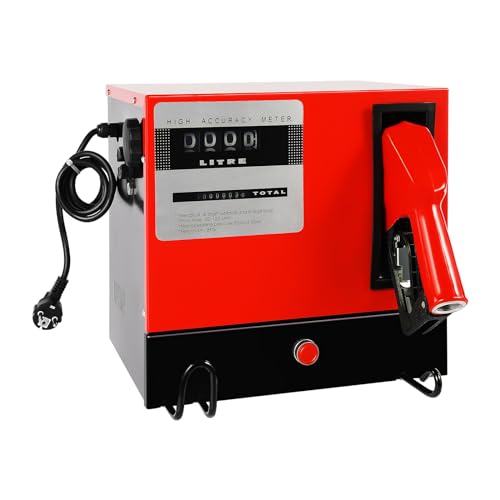 FUROMG Dieselpumpe Tankstelle Tankanlage Selbstansaugende Dieselpumpe mit Zapfpistole 60 L/min 550W 230V Rot Industriell Gusseisen, Kupfer von FUROMG