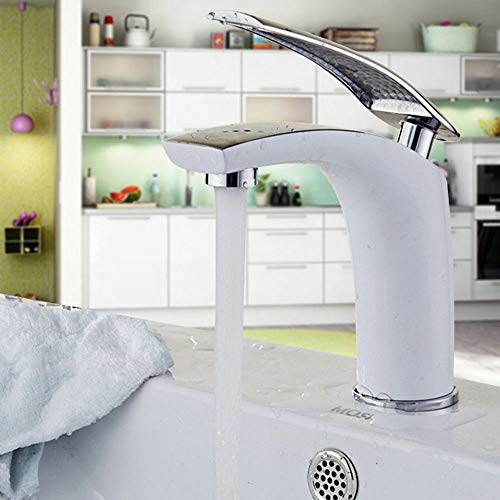 Weiss Wasserhahn Waschtisch Elegant Bad Armatur Waschbecken Einhebelmischer Armatur Badarmaturen Metall Weiß Bad von FUROMG