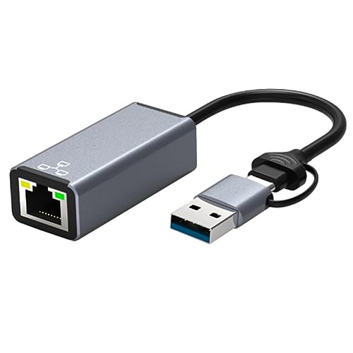 FURREN 1 Stück Dual Headed USB Typ C Ethernet Adapter Netzwerkkarte USB Type-C auf RJ45 1000Mbps Netzwerkadapter für Desktop Laptop FURREN 1 Stück Dual Headed USB Typ C Ethernet Adapter Netzwerkkarte USB Type-C auf RJ45 1000Mbps Netzwerkadapter für Desktop Laptop von FURREN