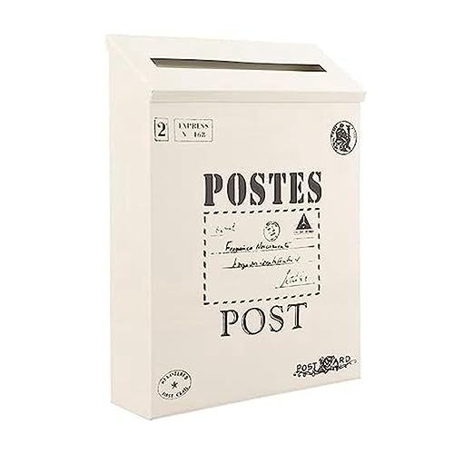 FURREN Briefkasten Vintage Wandhalterung Briefkasten Antik Metall Briefkasten Rostbeständig Briefhalter für Außen Weiß von FURREN