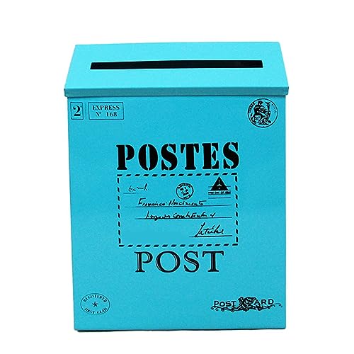 FURREN Briefkasten Vintage Wandhalterung Briefkasten Postkasten Rostbeständig Briefhalter für Außen Blau von FURREN