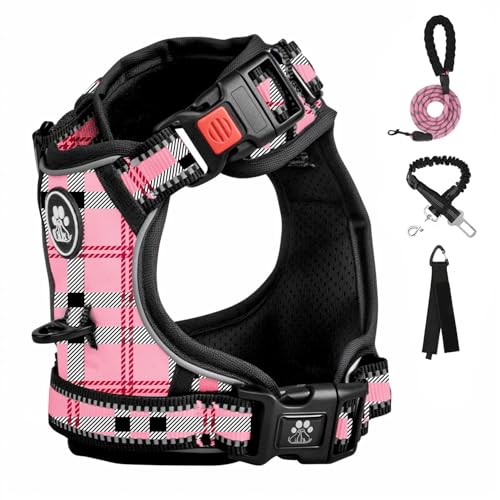 FURRYFECTION Anti Zug Hundegeschirr, Brustgeschirr kleine Hunde Sicherheitsgeschirr Welpen, Antizuggeschirr Erziehungshalsband Welpengeschirr reflektierend, Plaid Rosa FURRYFECTION Anti Zug Hundegeschirr, Brustgeschirr kleine Hunde Sicherheitsgeschirr Welpen, Antizuggeschirr Erziehungshalsband Welpengeschirr reflektierend, Plaid Rosa von FURRYFECTION
