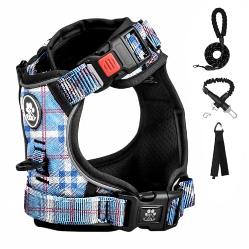 FURRYFECTION Hundegeschirr mittelgroße Hunde, Geschirr Hund ausbruchsicher Antizuggeschirr ohne Zug, Brustgeschirr Dog Harness verstellebare Oxford Medium Hundegeschirre mit Leine von FURRYFECTION