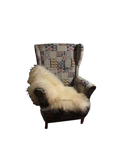 Natürliche Lammfelle, Schaffelle 100 x 50 cm klein, ohne Chrom - Weiße und farbige Schaffelldecken, Tagesdecken und Dekorationen für Couch, Sessel oder Boden - Lammschaffell (Isländisches weißes) von FURRYMAN