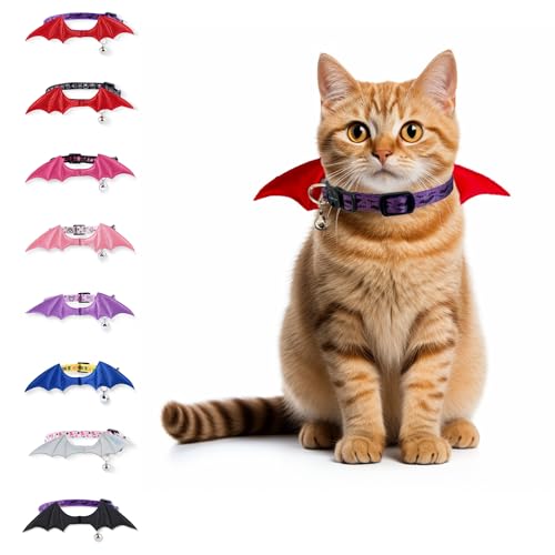 FURRYUMI Fledermausflügel-Katzenhalsband mit Glöckchen, verstellbares Kätzchenhalsband mit Sicherheitsverschluss für Jungen und Mädchen, Katzen, Halloween-Weihnachts-Katzenzubehör für Kätzchen, Welpen FURRYUMI Fledermausflügel-Katzenhalsband mit Glöckchen, verstellbares Kätzchenhalsband mit Sicherheitsverschluss für Jungen und Mädchen, Katzen, Halloween-Weihnachts-Katzenzubehör für Kätzchen, Welpen von FURRYUMI